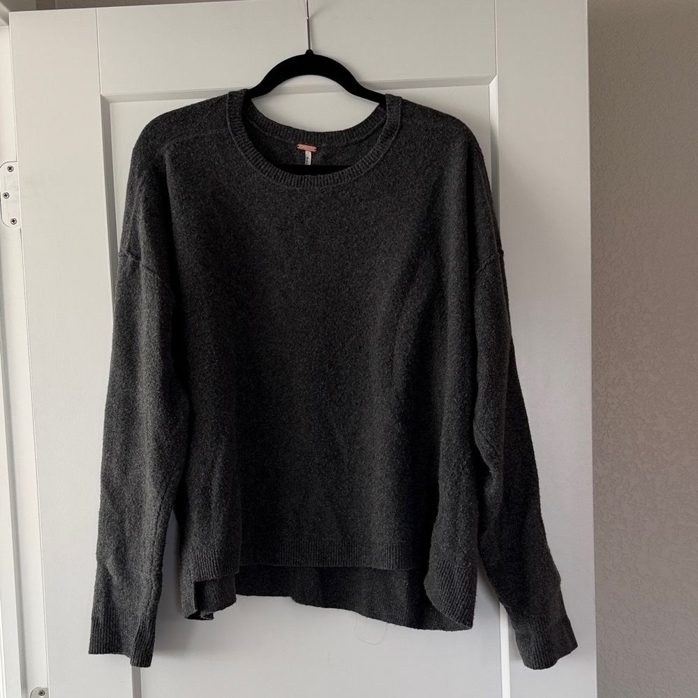Free People Dark Gray Crew Neck Sweater